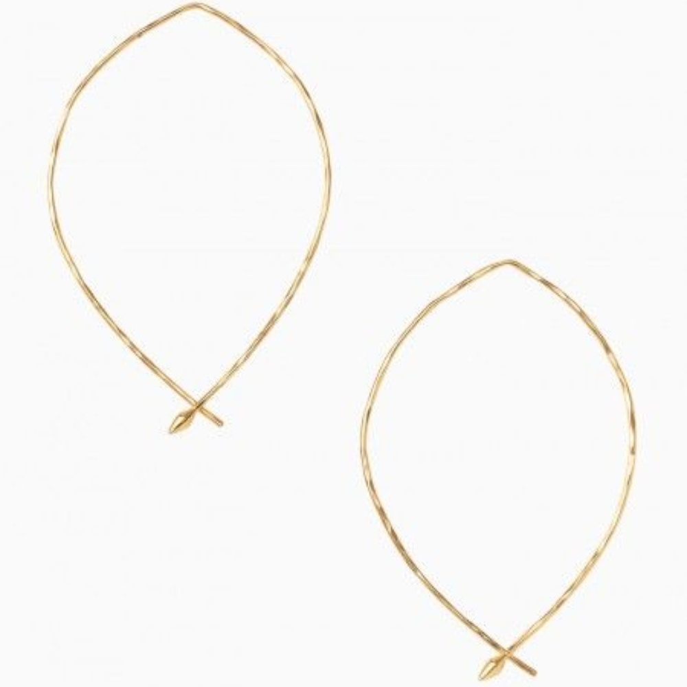 :: Stella & Dot [GOLD] Hammered Wire Large Hoops - Picture 2 of 8